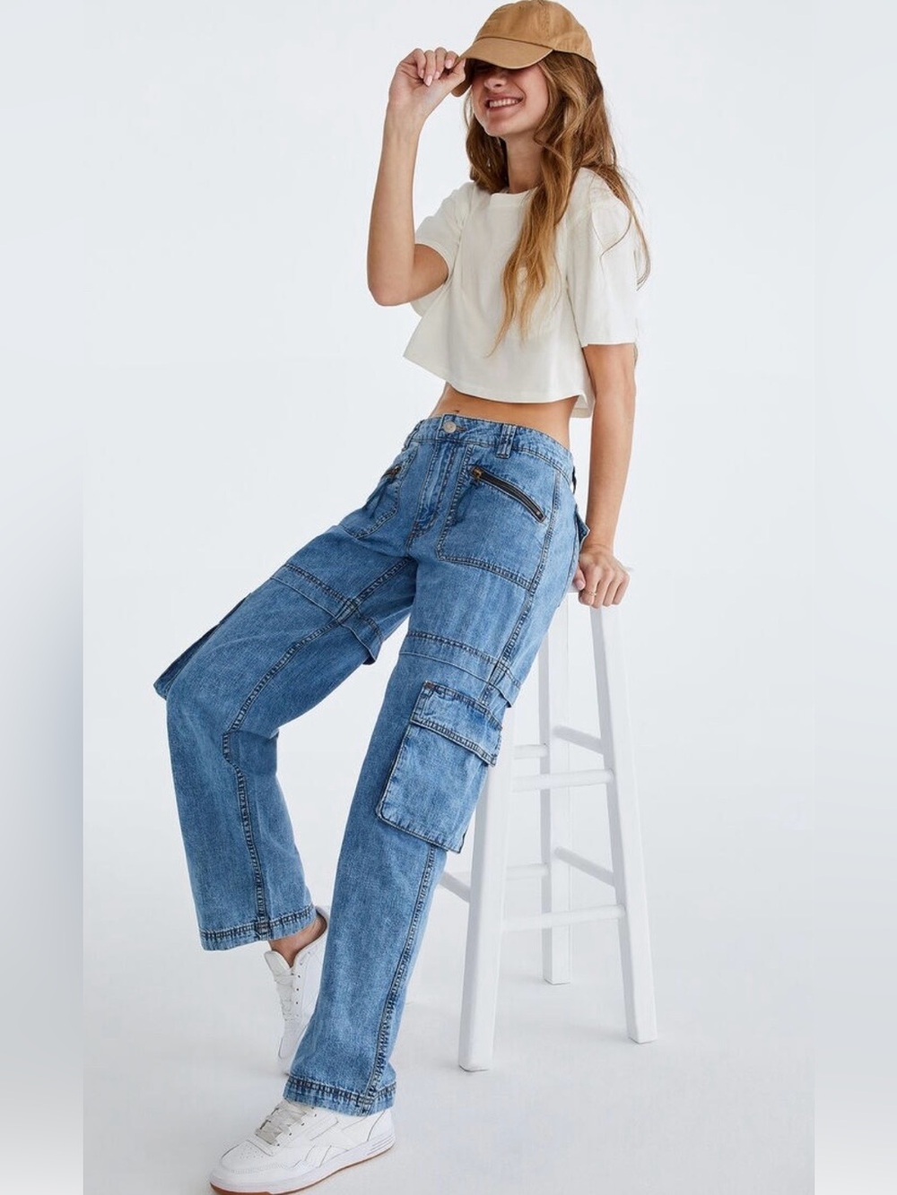 Aeropostale Light Blue Women's Jeans Parachute Y2K Cargo 10 Reg